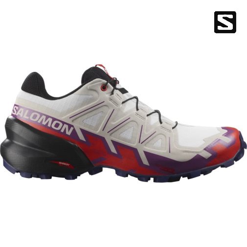 White / Red Salomon Speedcross 6 Women's Trail Running Shoes | PH 32784F